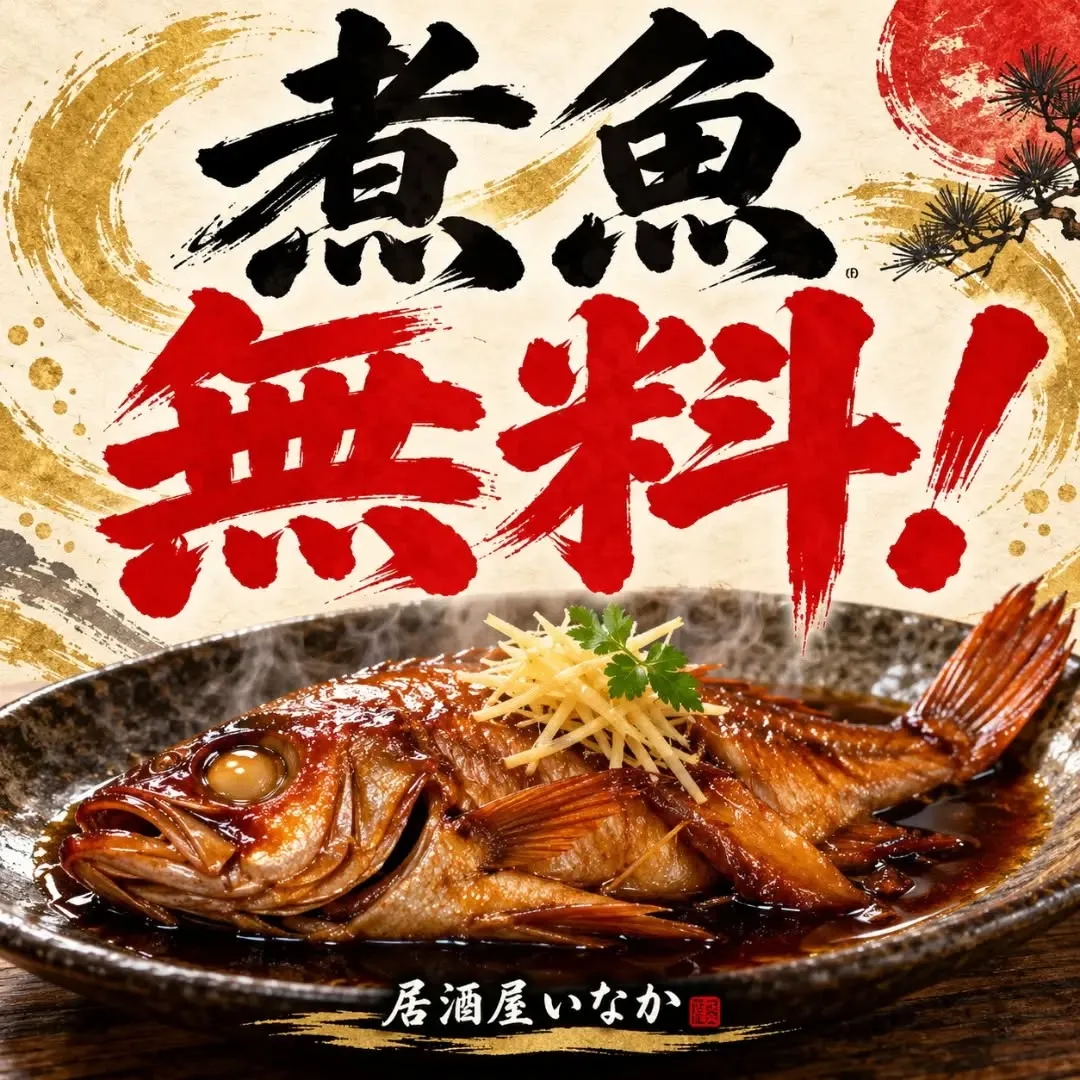 本日は煮魚を無料サービス!!🐟✨